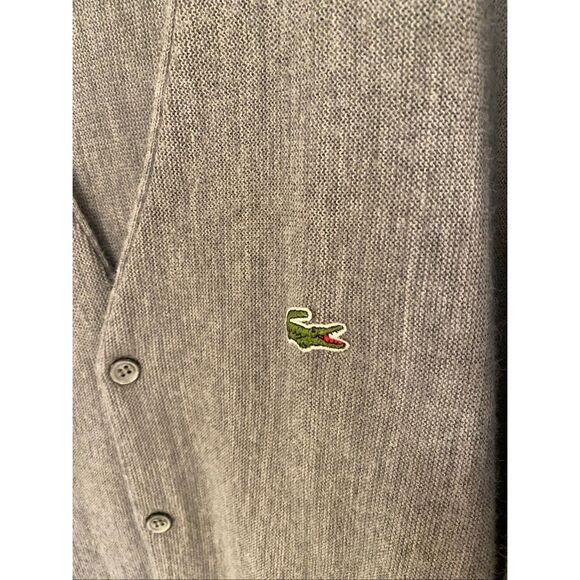 Lacoste Izod Men Grey V Neck Cardigan Sz XL - Picture 4 of 7